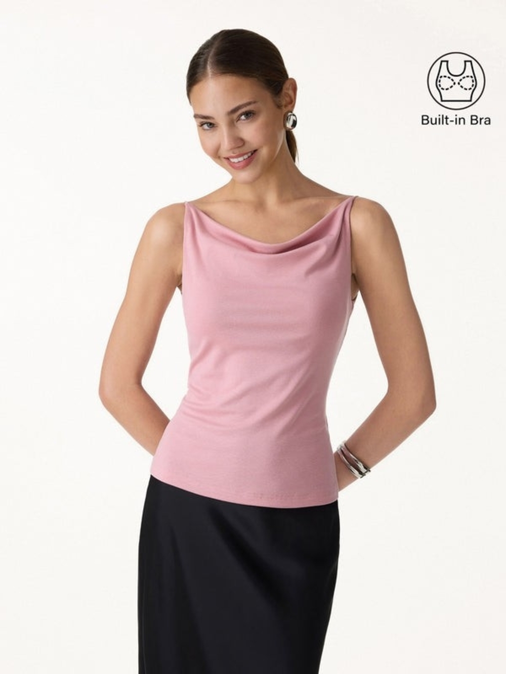 OGL Stretch Linen Cowl Neck Bra Tank